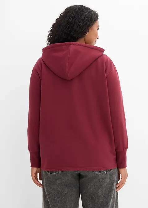 Felpa con cappuccio in misto cotone biologico elasticizzato, bonprix