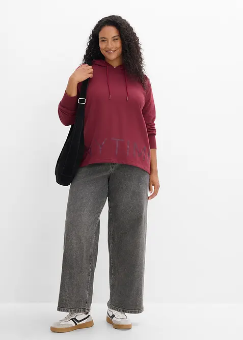 Felpa con cappuccio in misto cotone biologico elasticizzato, bonprix