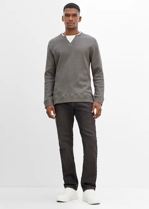 Maglia a maniche lunghe a nido d&rsquo;ape, effetto 2-in-1, in puro cotone, bonprix
