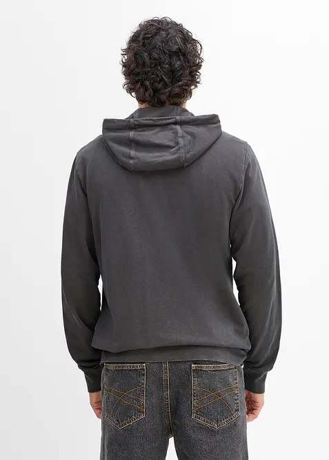 Felpa con zip e cappuccio in puro cotone, bonprix
