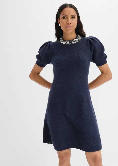 Abito in maglia con strass, bonprix