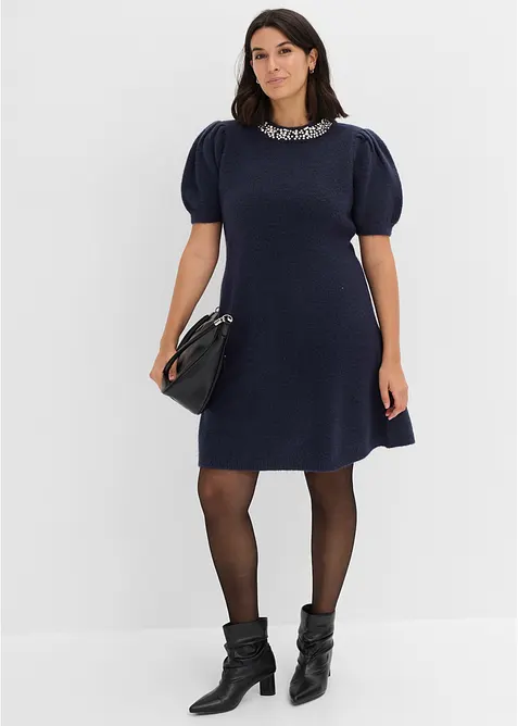 Abito in maglia con strass, bonprix