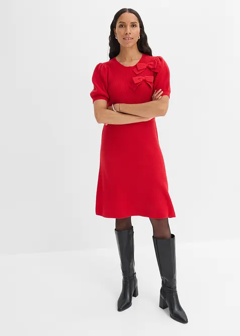 Abito in maglia con fiocchi, bonprix
