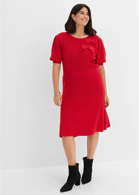 Abito in maglia con fiocchi, bonprix
