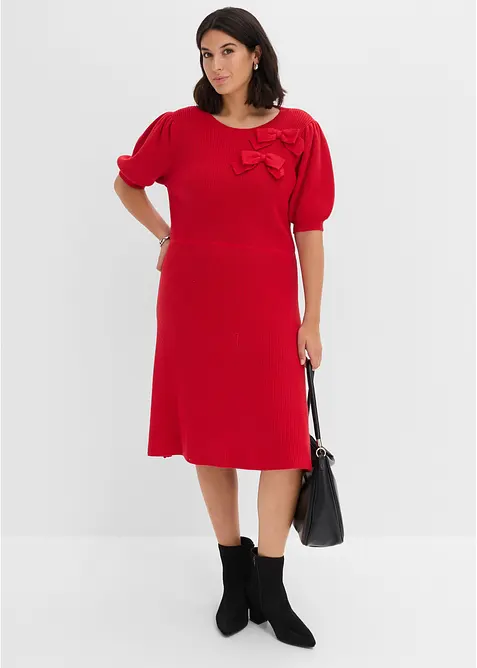 Abito in maglia con fiocchi, bonprix