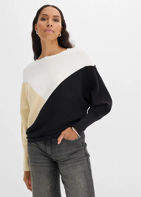Maglione in filato fine con maniche a pipistrello, bonprix