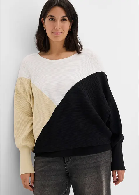 Maglione in filato fine con maniche a pipistrello, bonprix