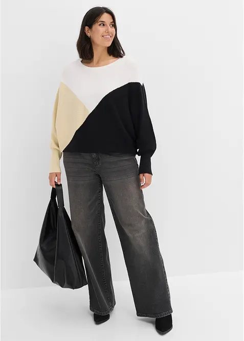 Maglione in filato fine con maniche a pipistrello, bonprix