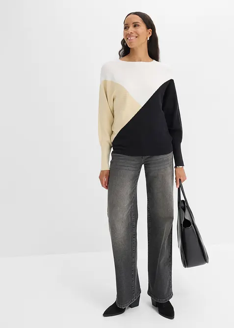 Maglione in filato fine con maniche a pipistrello, bonprix