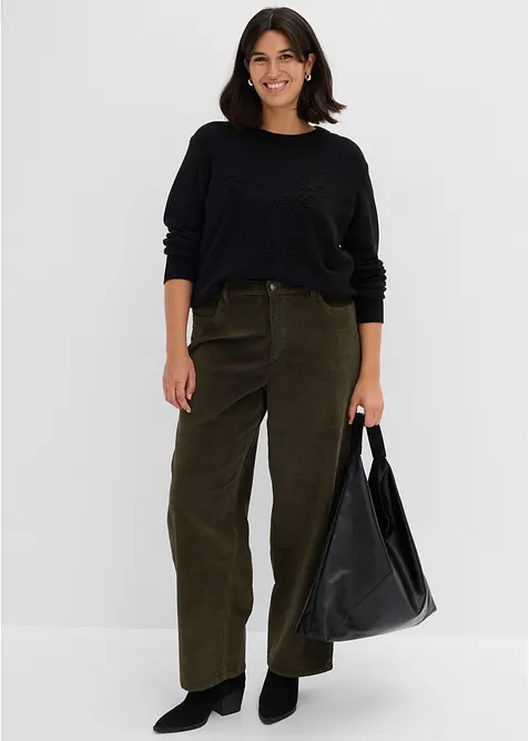Pantaloni di velluto a coste con gambe svasate, bonprix