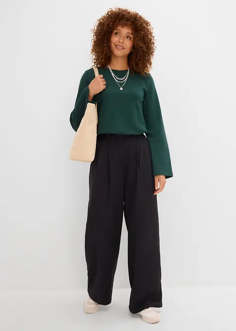 Pantaloni in misto viscosa effetto lana, bonprix