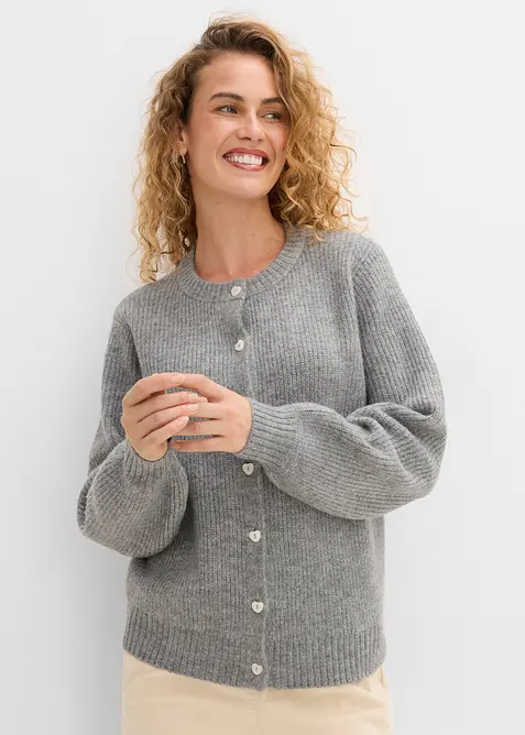 Cardigan con bottoni a forma di cuore, bonprix