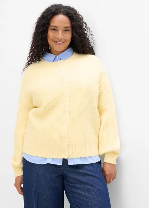 Cardigan con bottoni a forma di cuore, bonprix