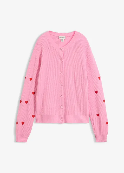 Cardigan con ricami a forma di cuore, bonprix