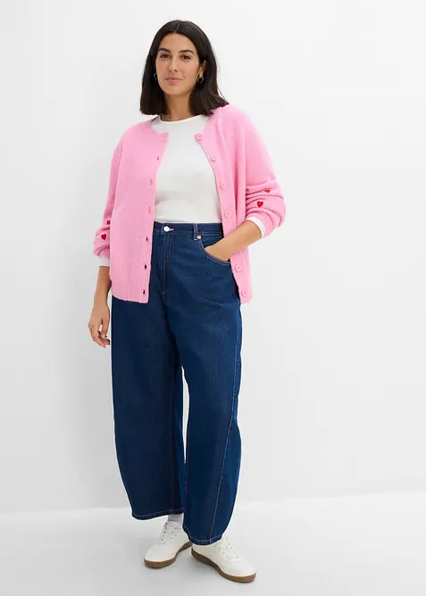Cardigan con ricami a forma di cuore, bonprix