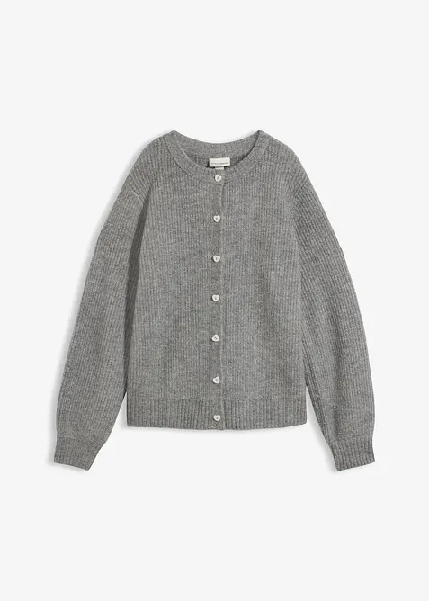 Cardigan con bottoni a forma di cuore, bonprix
