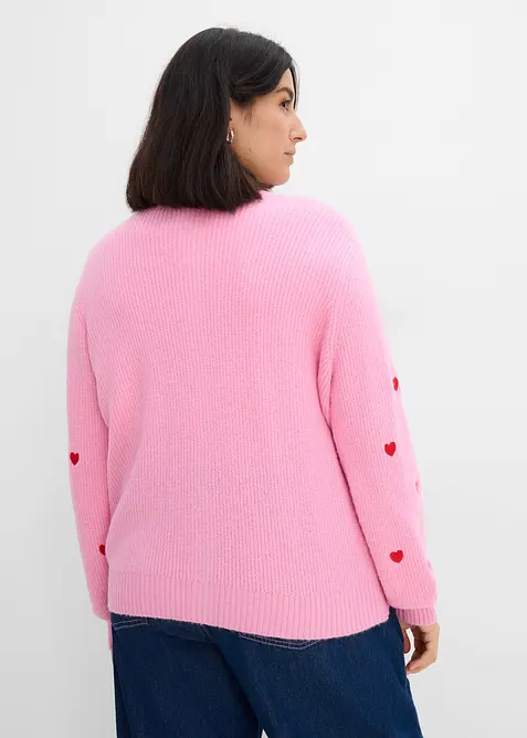 Cardigan con ricami a forma di cuore, bonprix