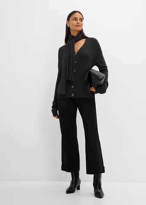 Cardigan in maglia fine con sciarpina, bonprix
