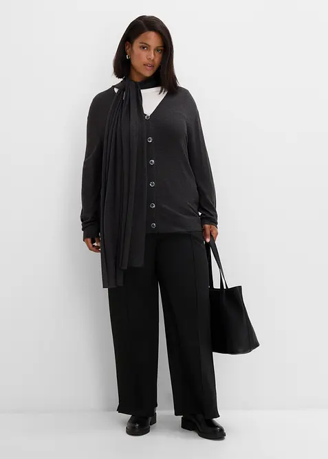 Cardigan in maglia fine con sciarpina, bonprix