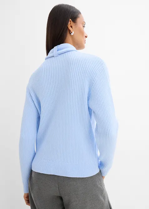 Maglione in  filato grosso con colletto alto e dettaglio a foulard, bonprix