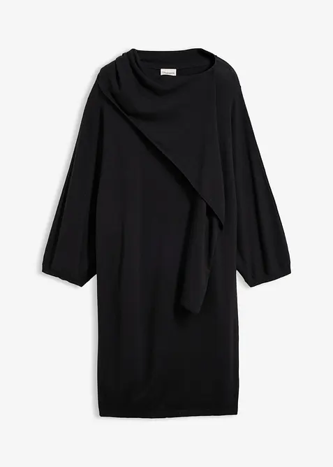 Abito in maglia di misto viscosa  con dettaglio a sciarpa, bonprix