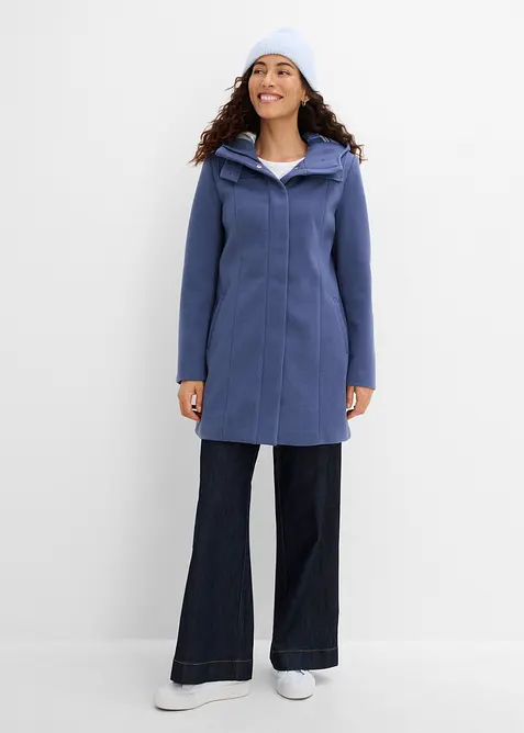 Cappotto lungo in simil lana con fodera in flanella, bonprix