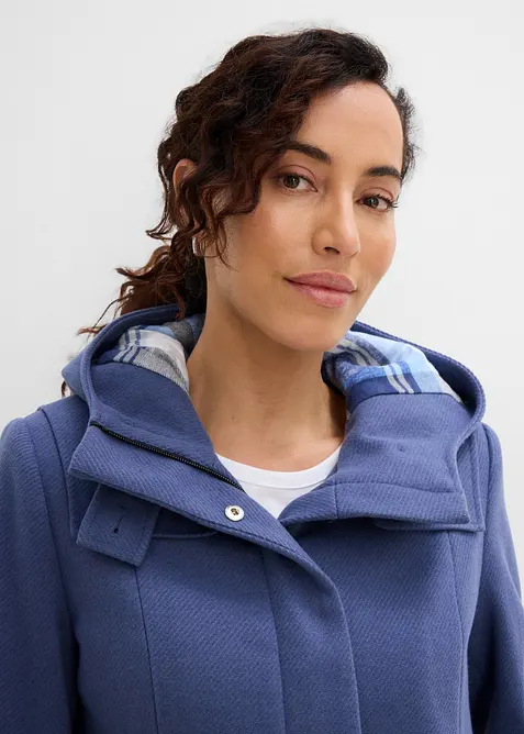 Cappotto lungo in simil lana con fodera in flanella, bonprix