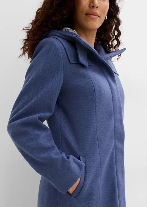 Cappotto lungo in simil lana con fodera in flanella, bonprix