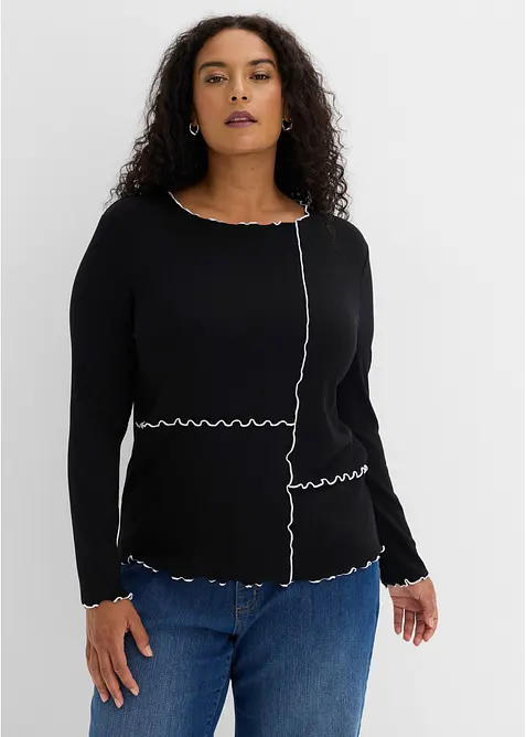 Maglia a maniche lunghe con cuciture decorative, bonprix