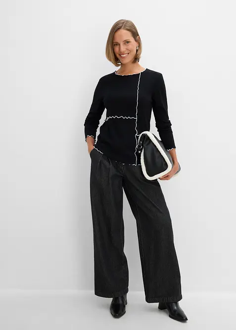 Maglia a maniche lunghe con cuciture decorative, bonprix