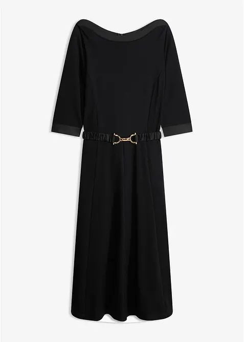 Abito in punto di Roma con cintura di satin, bonprix