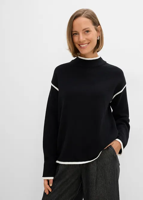 Maglione a collo alto in misto cotone, bonprix