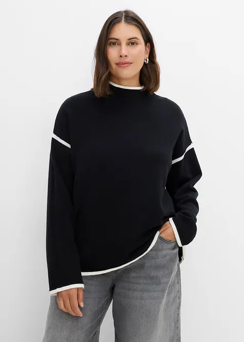 Maglione a collo alto in misto cotone, bonprix