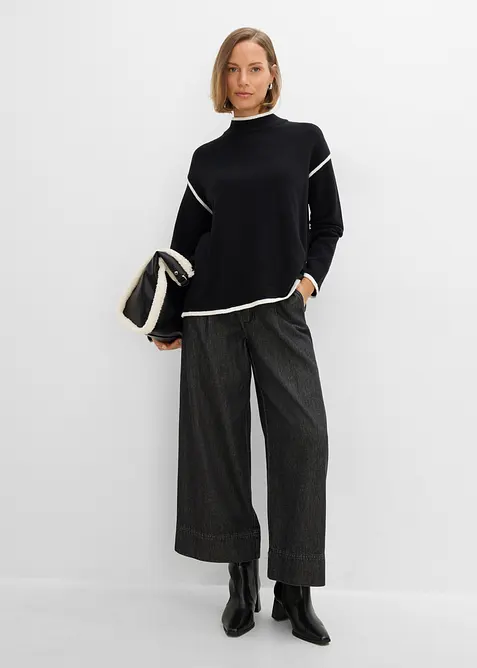 Maglione a collo alto in misto cotone, bonprix