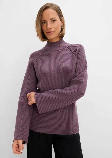 Maglione a collo alto in misto viscosa, bonprix