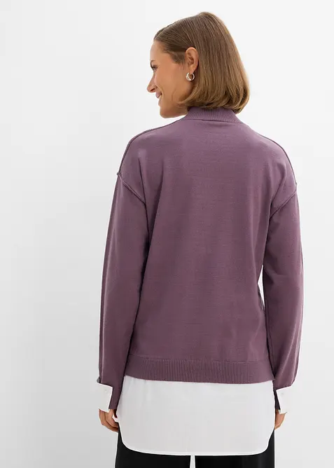 Maglione oversize con inserto effetto camicia, bonprix