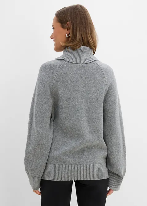 Maglione a collo alto con cucitura decorativa, bonprix