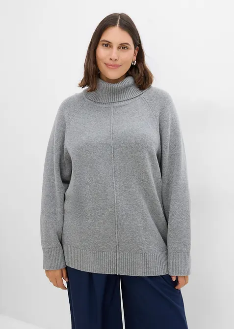 Maglione a collo alto con cucitura decorativa, bonprix