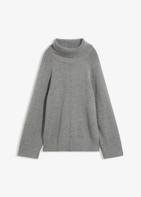 Maglione a collo alto con cucitura decorativa, bonprix