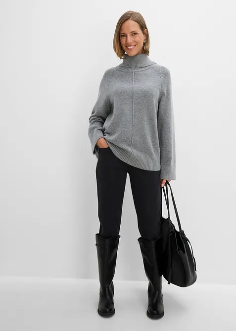 Maglione a collo alto con cucitura decorativa, bonprix