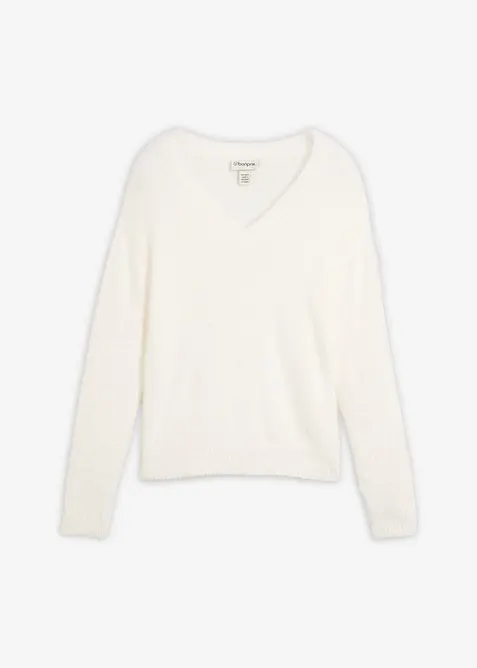 Maglione effetto peluche con viscosa, bonprix
