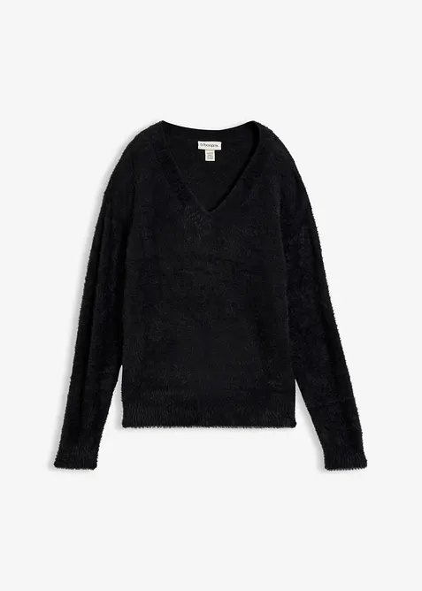 Maglione effetto peluche con viscosa, bonprix