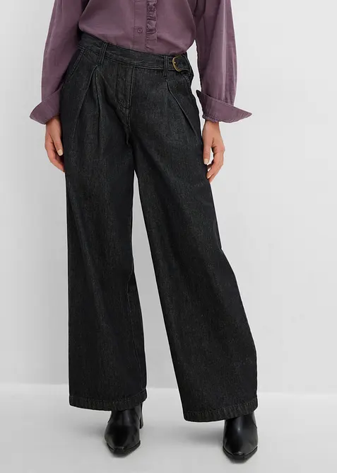 Jeans wide leg con pinces, bonprix