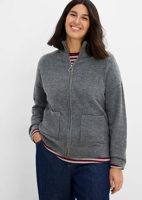 Cardigan con cerniera, bonprix