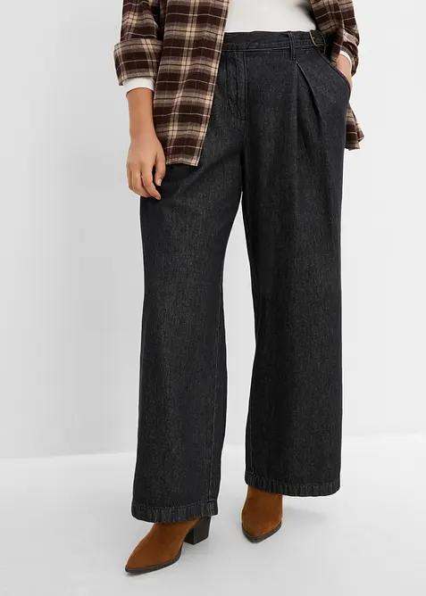 Jeans wide leg con pinces, bonprix
