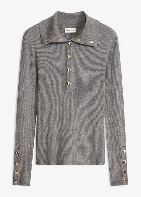 Maglione a polo con percentuale di viscosa, bonprix