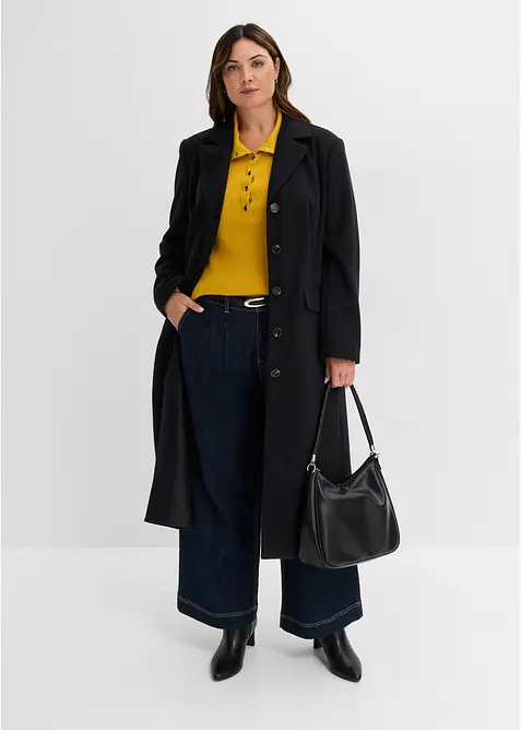 Maglione a polo con percentuale di viscosa, bonprix