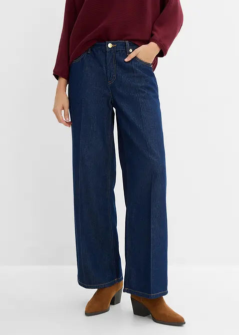 Jeans wide leg, vita media, bonprix