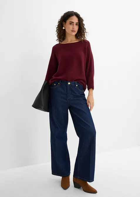 Jeans wide leg, vita media, bonprix