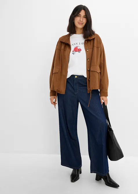 Jeans wide leg, vita media, bonprix